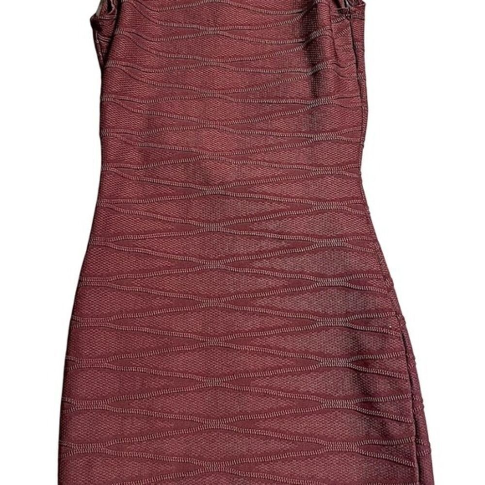 Junior Knit Bodycon Dress Sleeveless Keyhole Back Plum Burgundy Mini XS